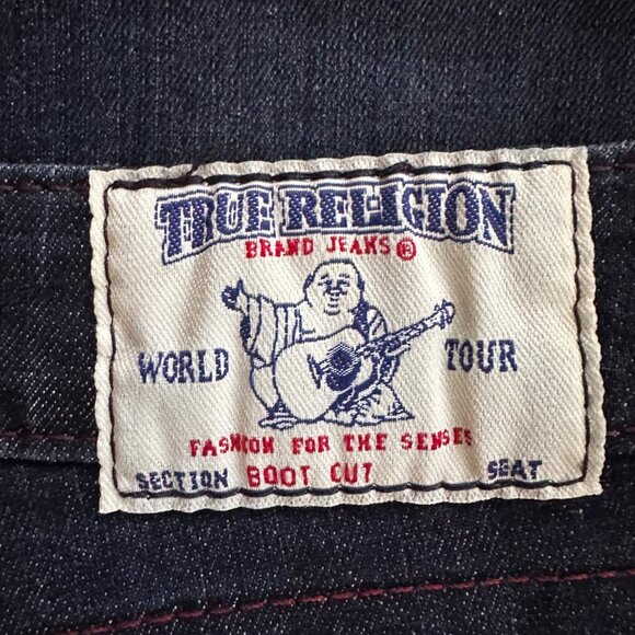 NWT True Religion Bootcut Flap Jeans 26 USA Dark Denim Lonestar Burgundy Sun Y2K - Picture 8 of 10